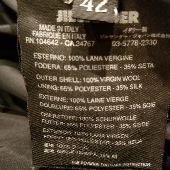 Jil Sander 3/4 length women's ladies' 100% Wool Coat made in Italy - Picture 4 of 4